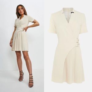 Karen Millen Military Pleat Notch Neck Wrap Dress: Size 2